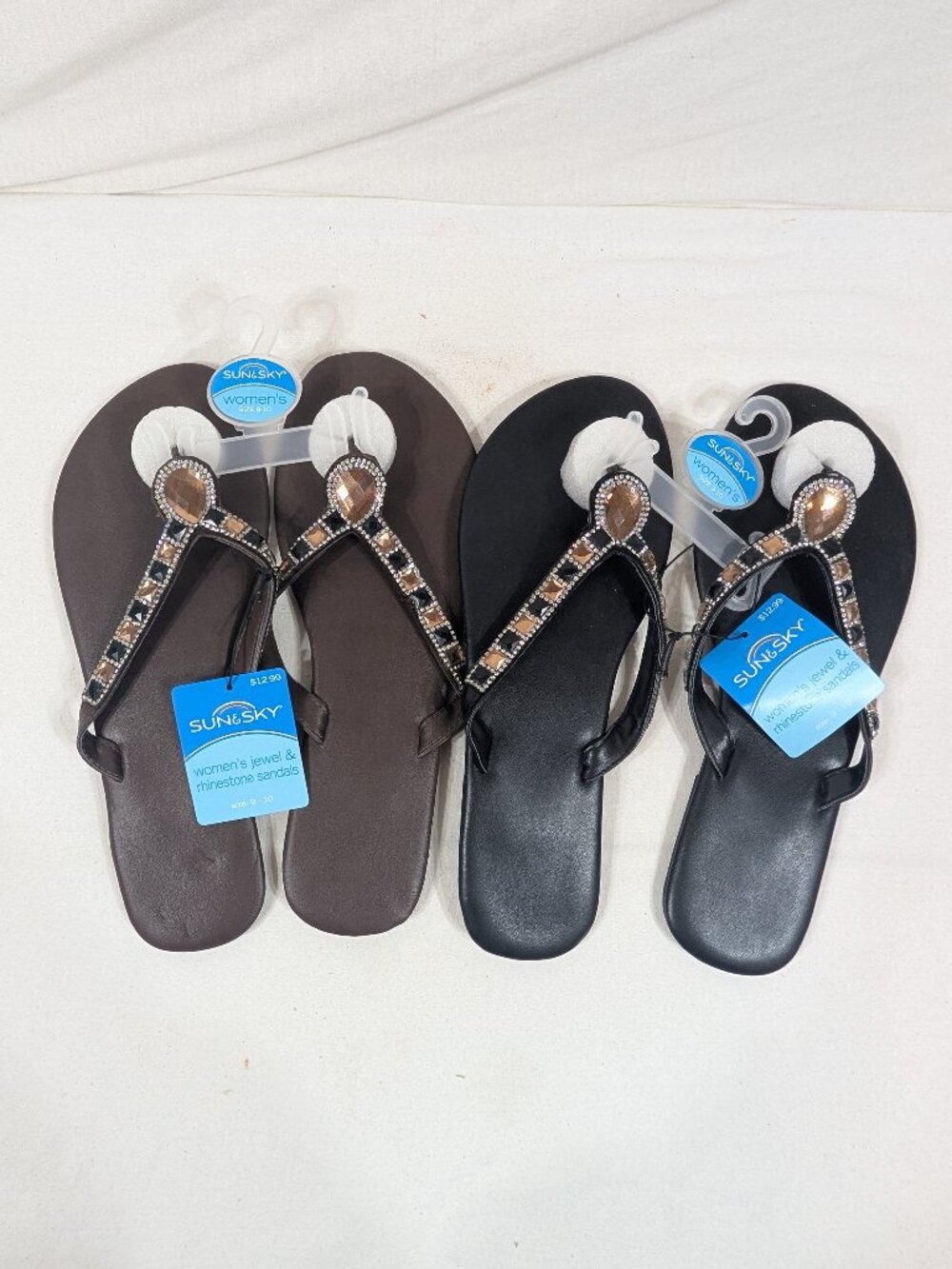 Sun & Sky Rhinestone Flip Flops 9-10